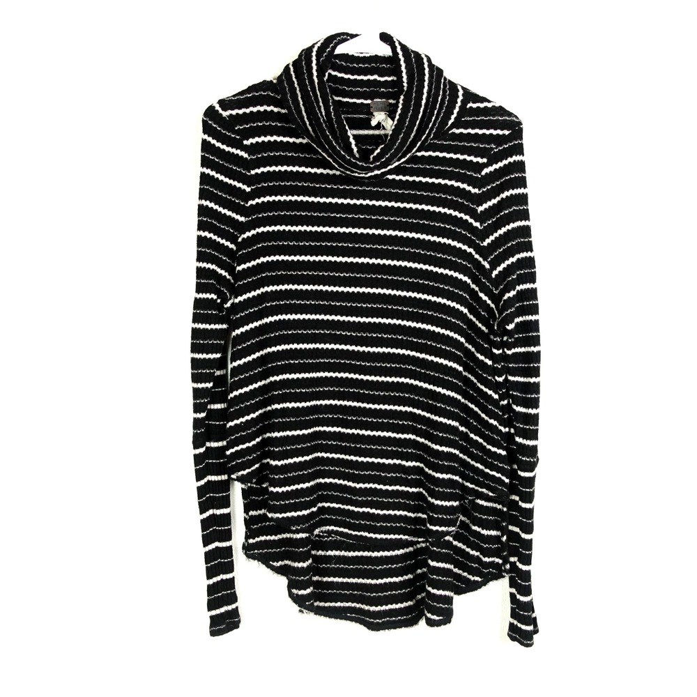 Free People Pullover Womens SZ S Kristina Striped Drippy Cowl Neck Thermal Knit